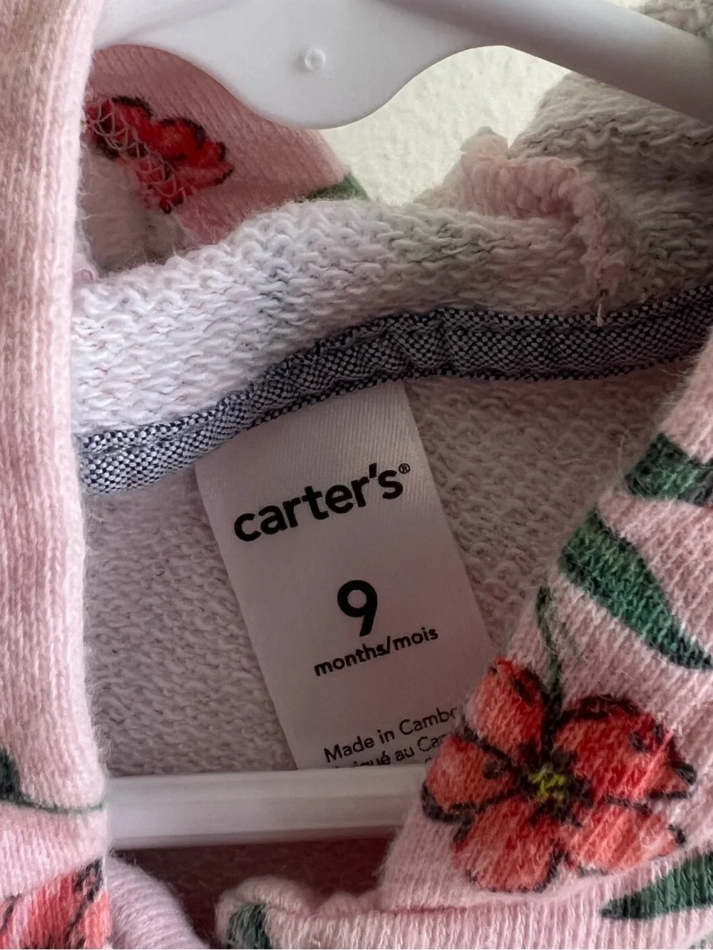 Carter's Pink Floral Hooded Jacket with Yellow & Green Accents